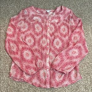 Sundance Boho Print Silk Long Sleeve Blouse